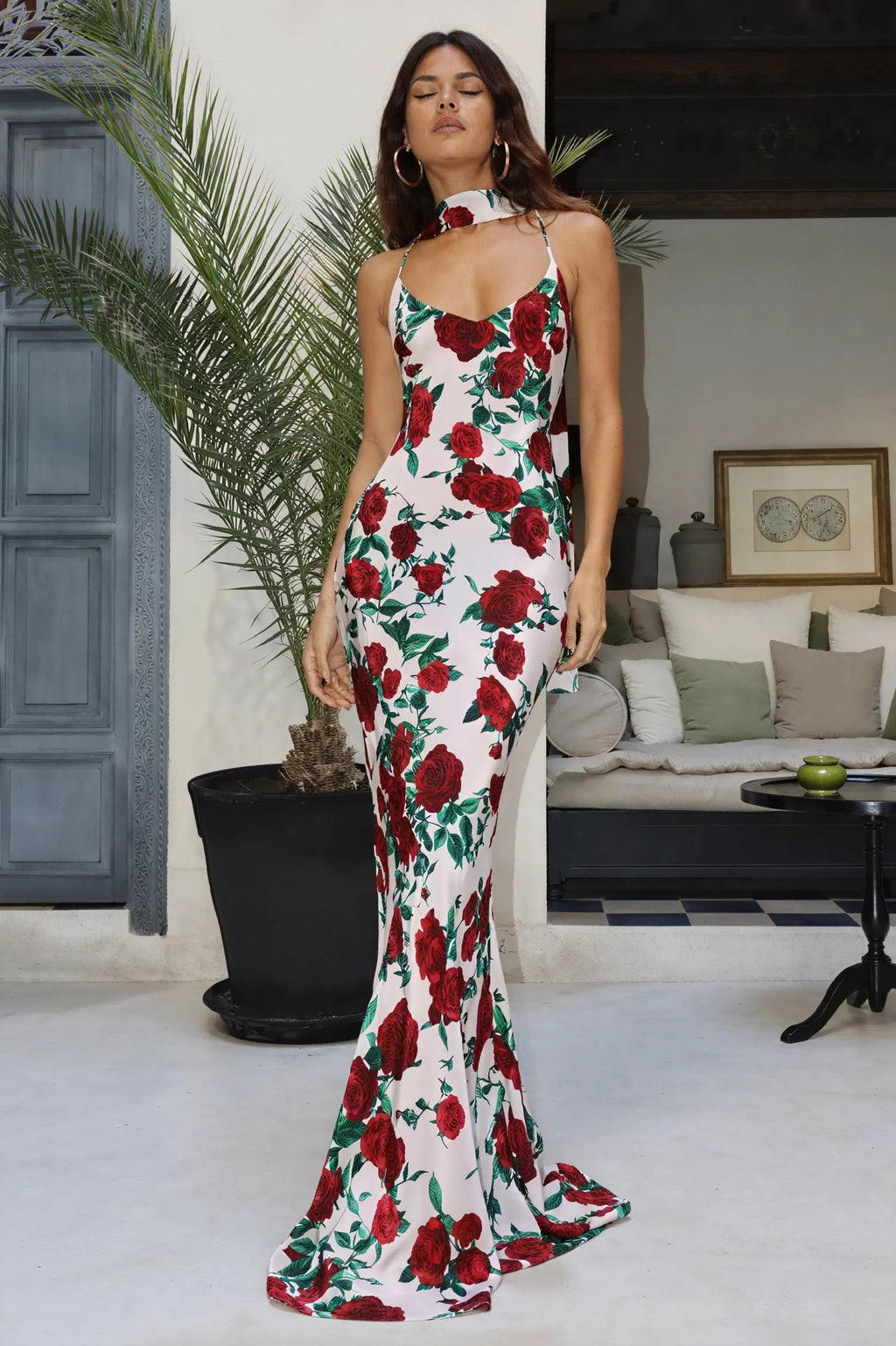 Elegantes, florales Abendkleid