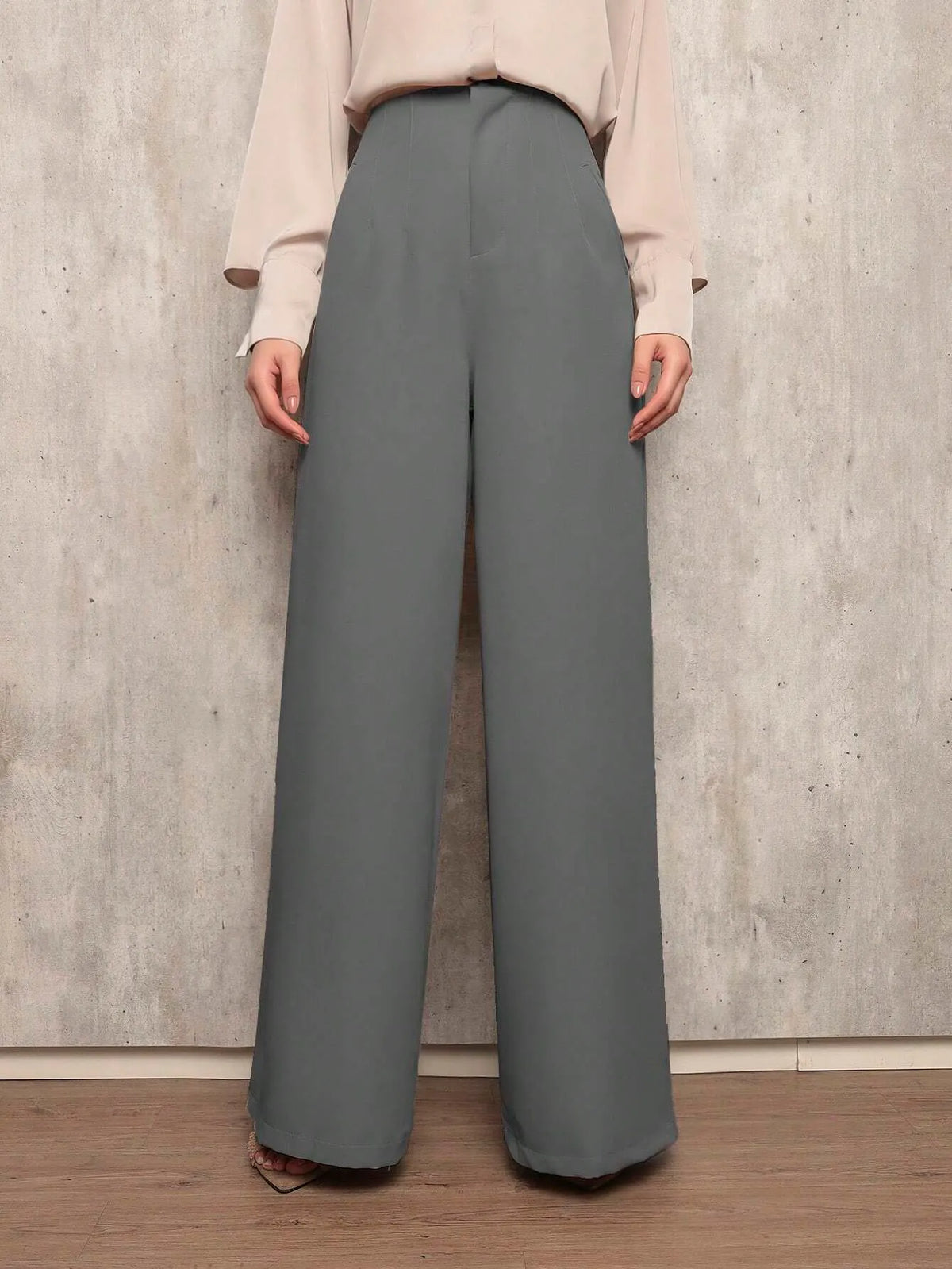 CalÃ§a Feminina Alfaiataria Pantalona Chumbo