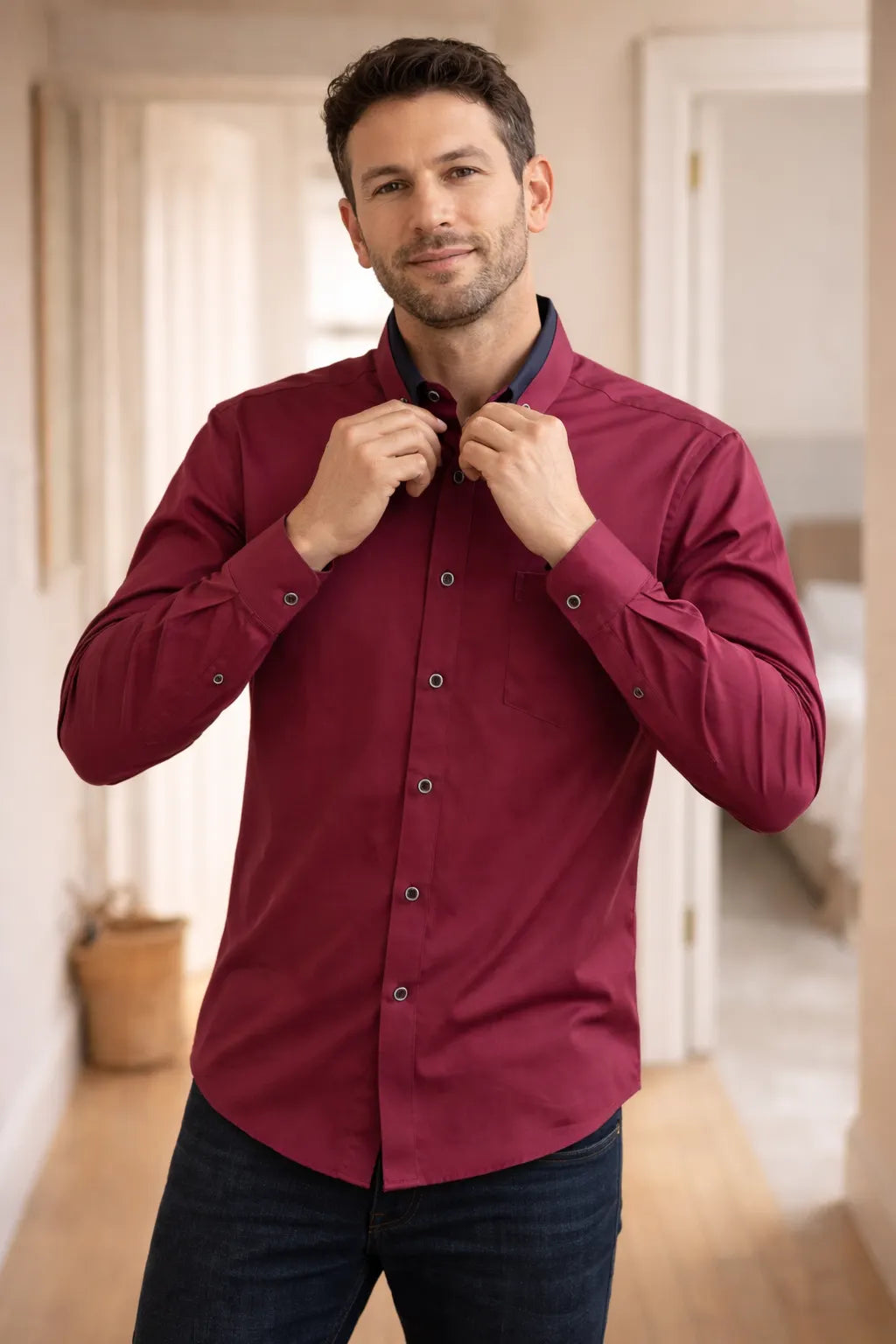 Herren Hemd langarm casual Knopfleiste
