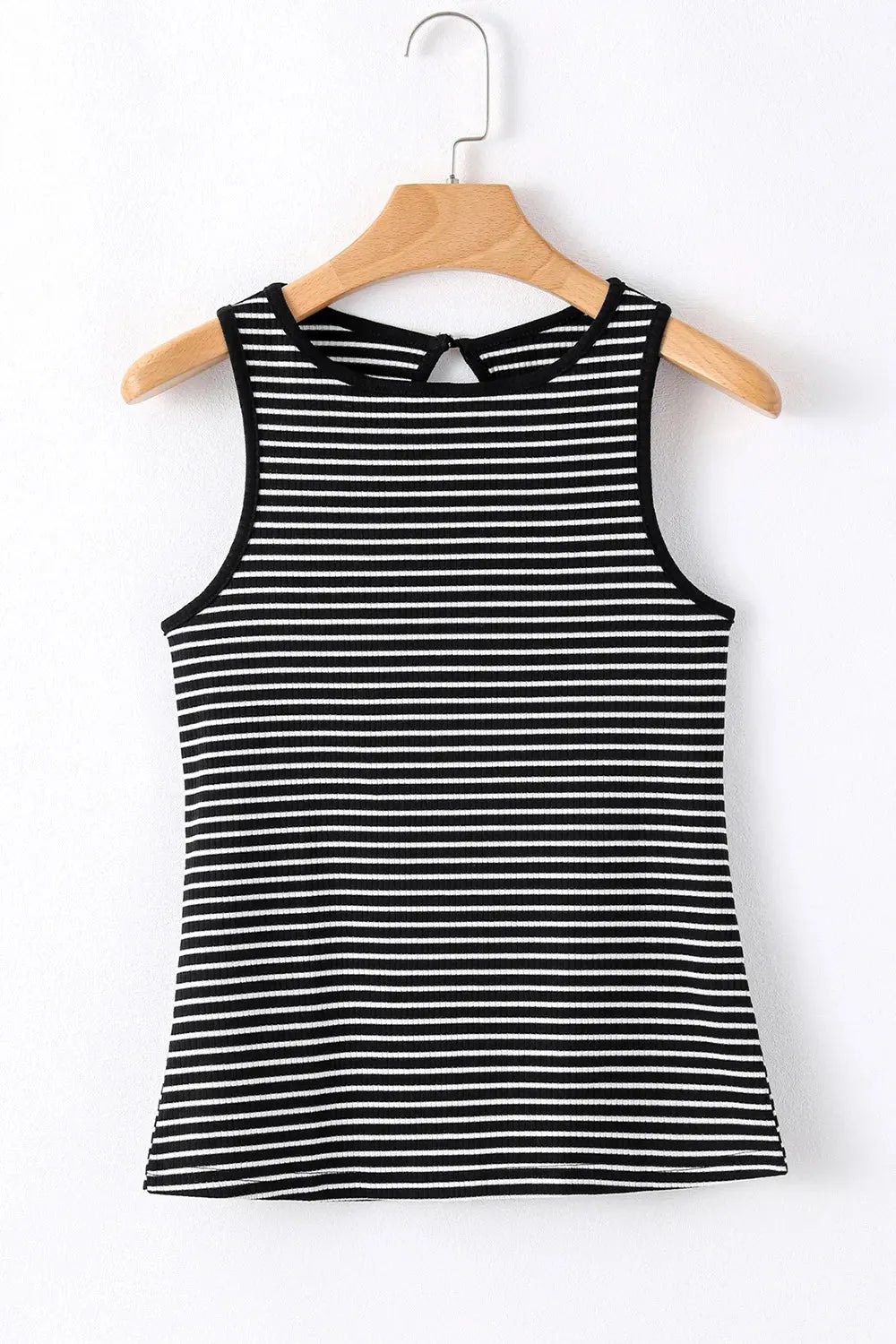 Striped Ribbed Round Neck Tank