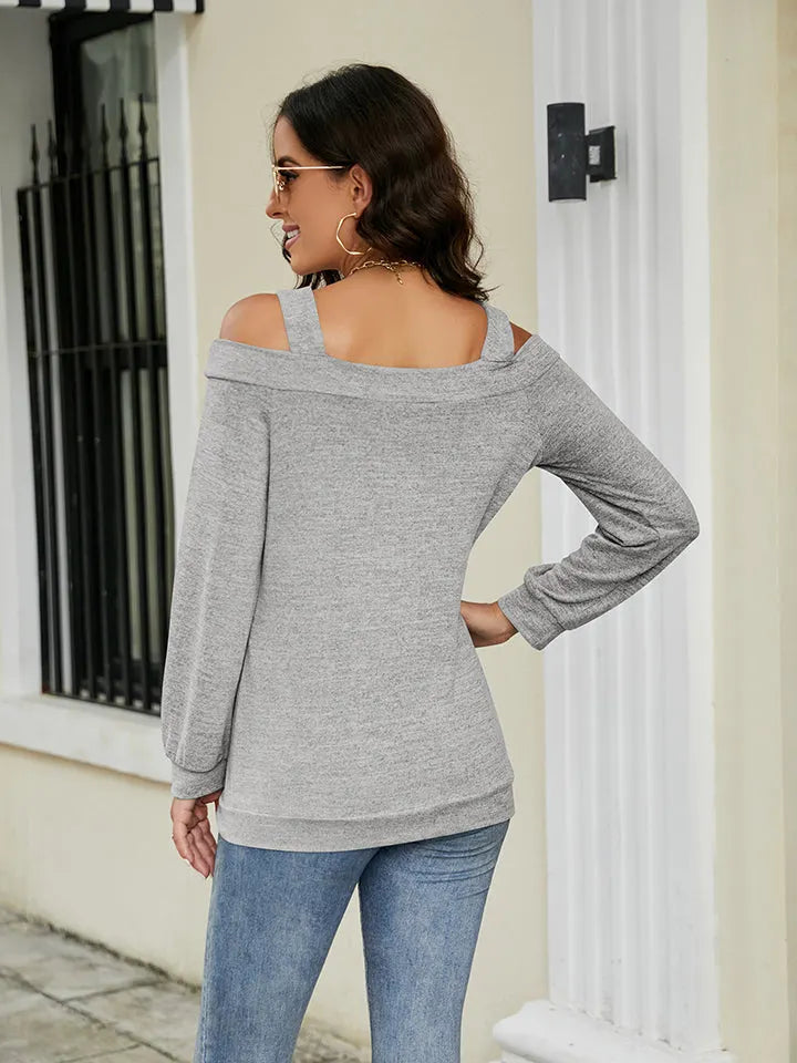 Cold Shoulder Cutout Square Neck Blouse