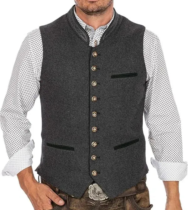 Herren Trachtenweste Weste Grau Klassisch Elegant