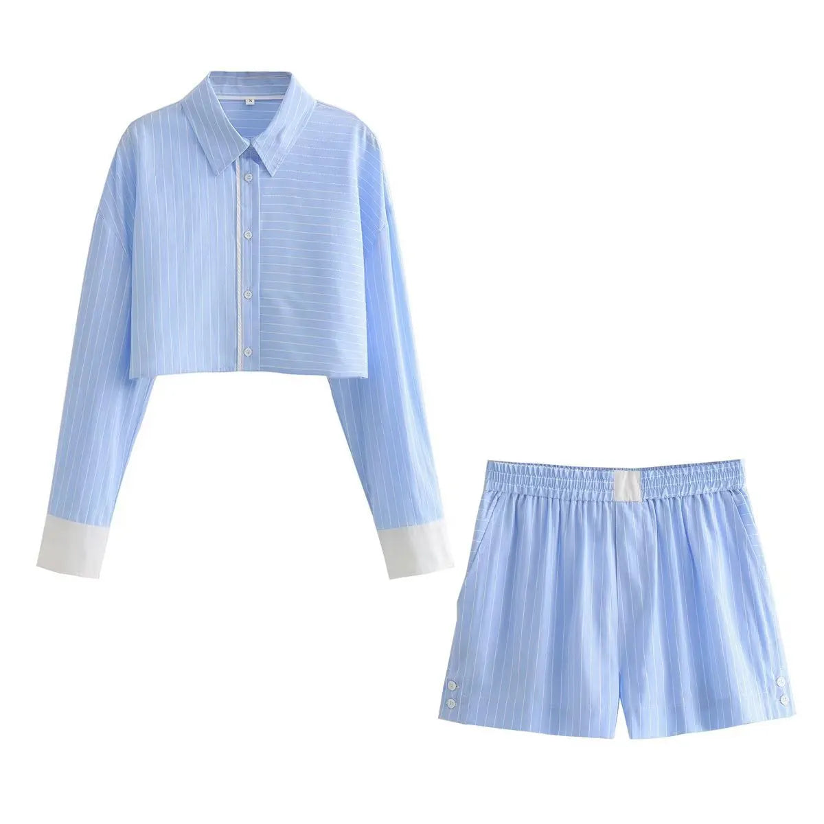 MARINDA | Gestreepte Korte Zomer Set Voor Dames - Luxe, Stijlvol & Elegant
