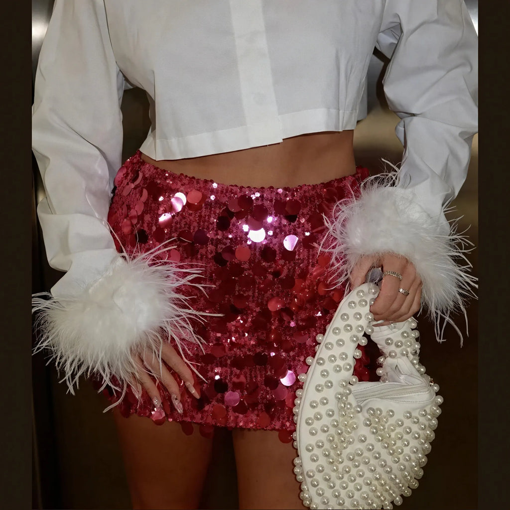 Glitzernder Minirock mit Pailletten-Design