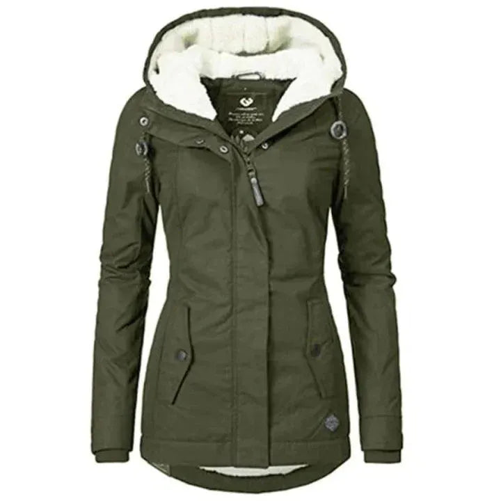 - GefÃ¼tterter Wintermantel mit Kapuze wasserdicht Damen