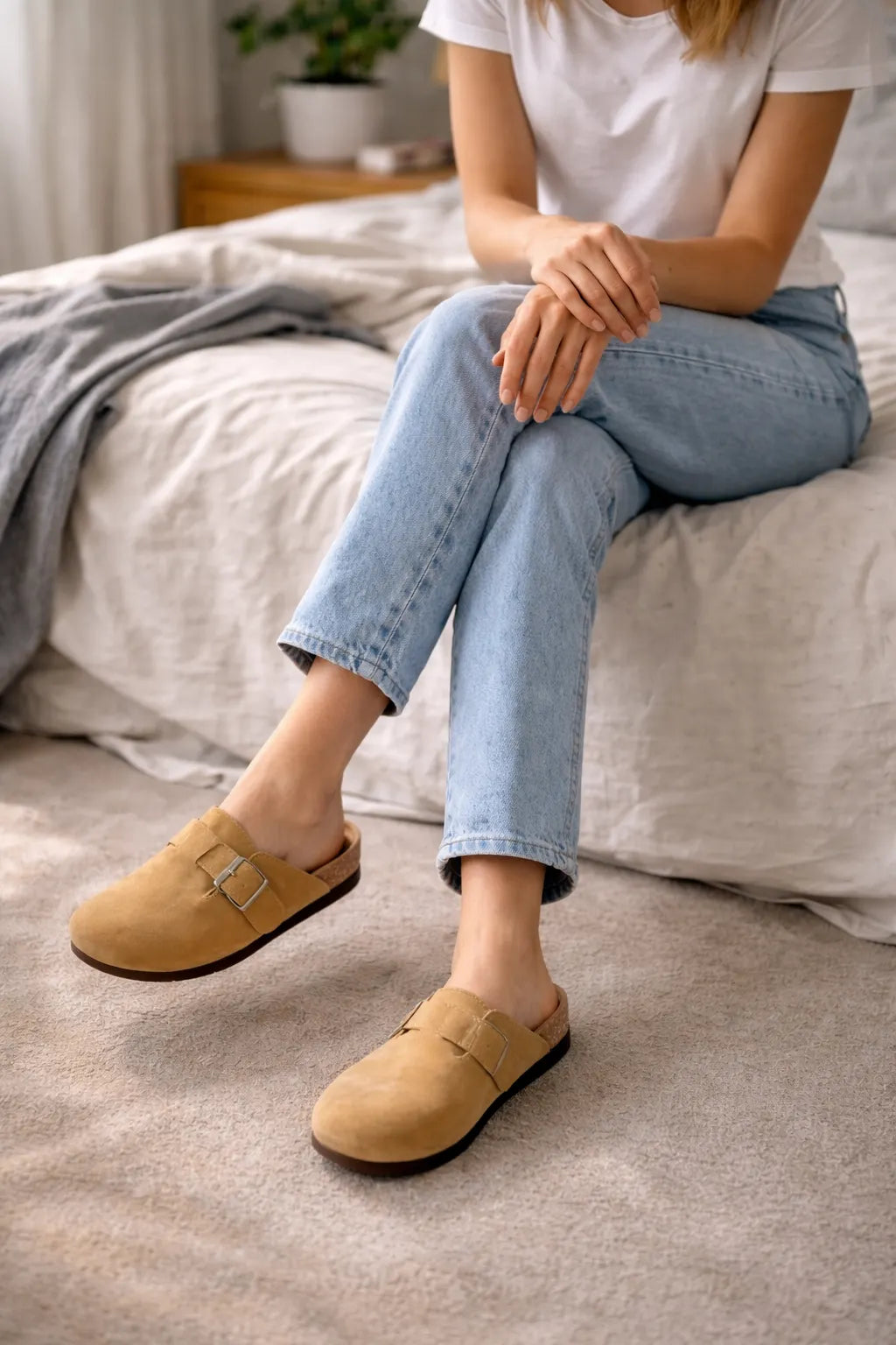 Damen Clogs Schnallen Design Pantoletten