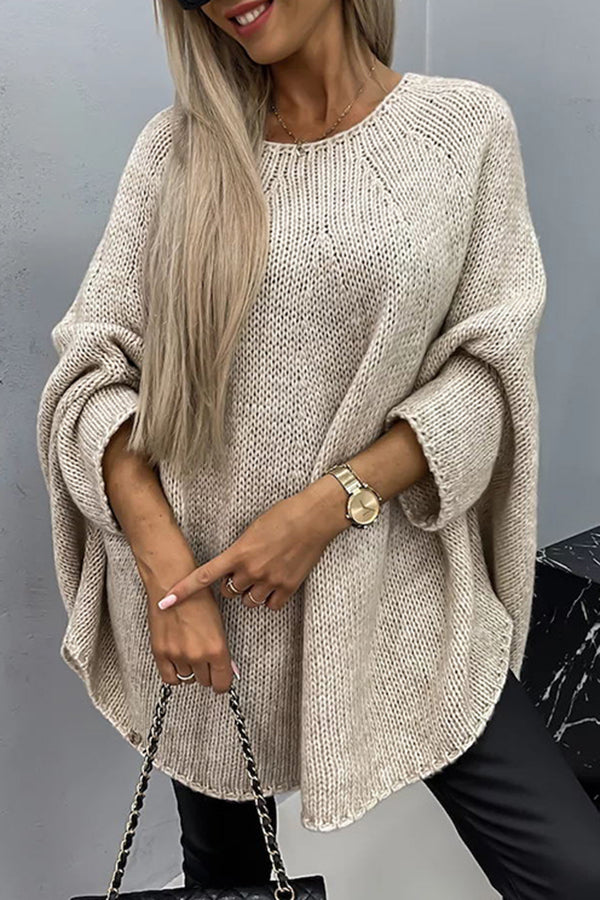 Bequemer Strickpulli mit Rundhalsausschnitt