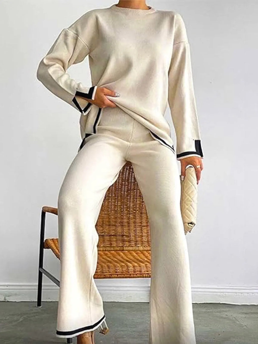Elastisches Strick-Lounge-Set