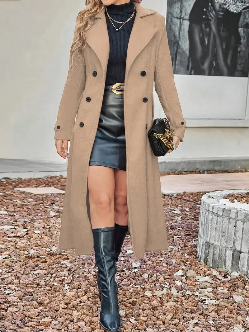 VIVIAN | Lange Damesjas Van Wol Met Knopen - Stijl – Chic, Warm & Onweerstaanbaar Voor Het Najaar