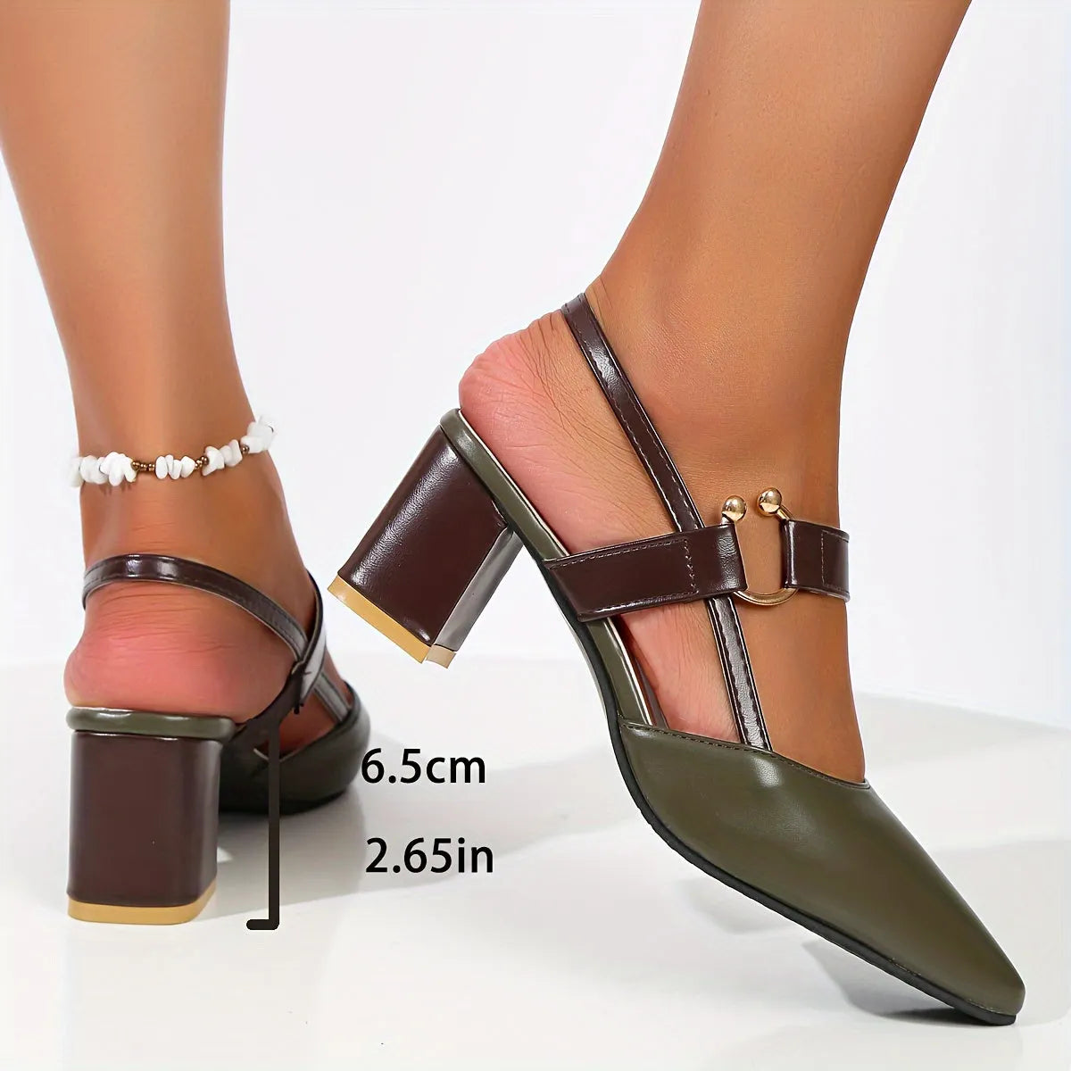 MARINA | Slingback Hakken Met Spitseneus & Blokhak – Verfijnd, Comfortabel & Perfect Voor Elke Gelegenheid