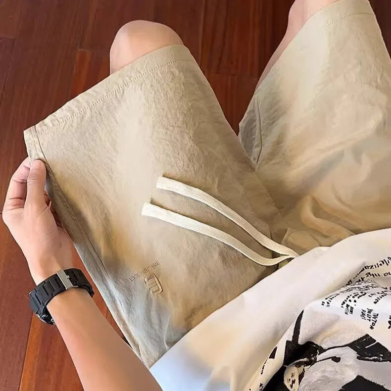 Herren Bequeme Leinen-Shorts mit verstellbarem Kordelzug und seitlichen Taschen