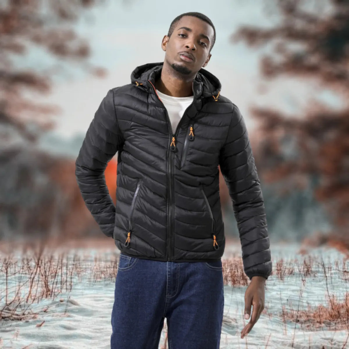 Wasserdichte Hybridjacke mit abnehmbarem Hut