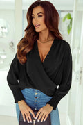 Surplice Neck Lantern Sleeve Blouse