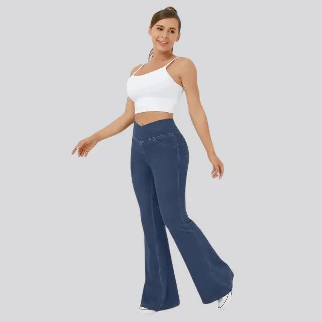 Hoch taillierte Flare-Leggings