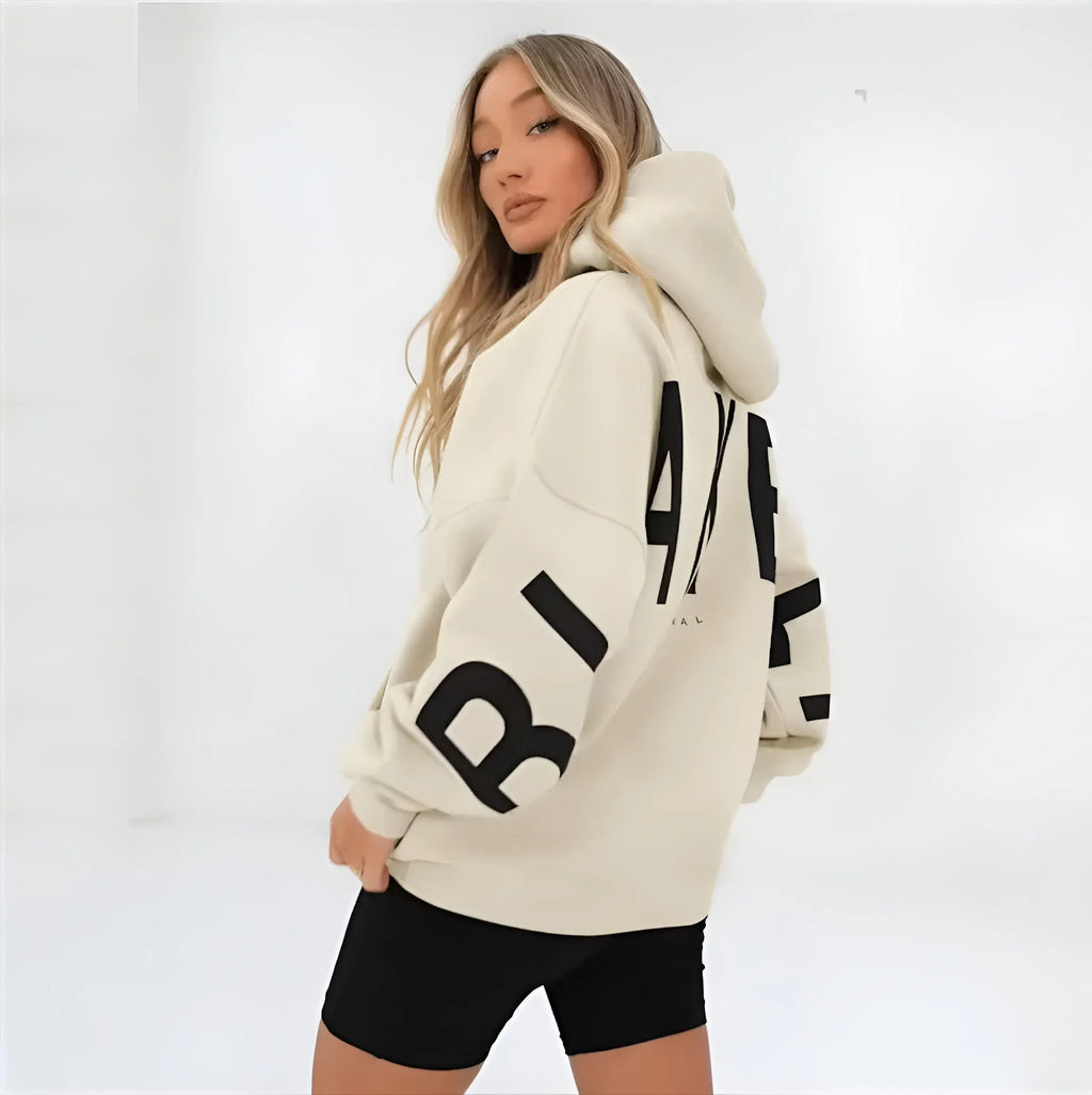 Oversized Warme Dames Hoodie Met Tekst – Stijlvol & Gezellig Voor Koude Dagen