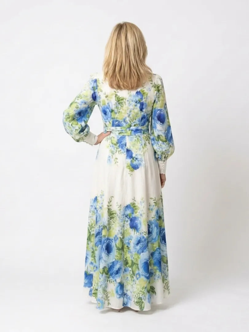 Harper | Long Sleeve Floral Button Front Maxi Dress
