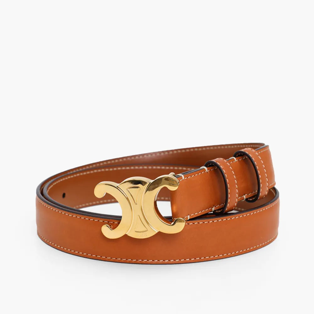 Karla | Leather Belt with Gold Buckle