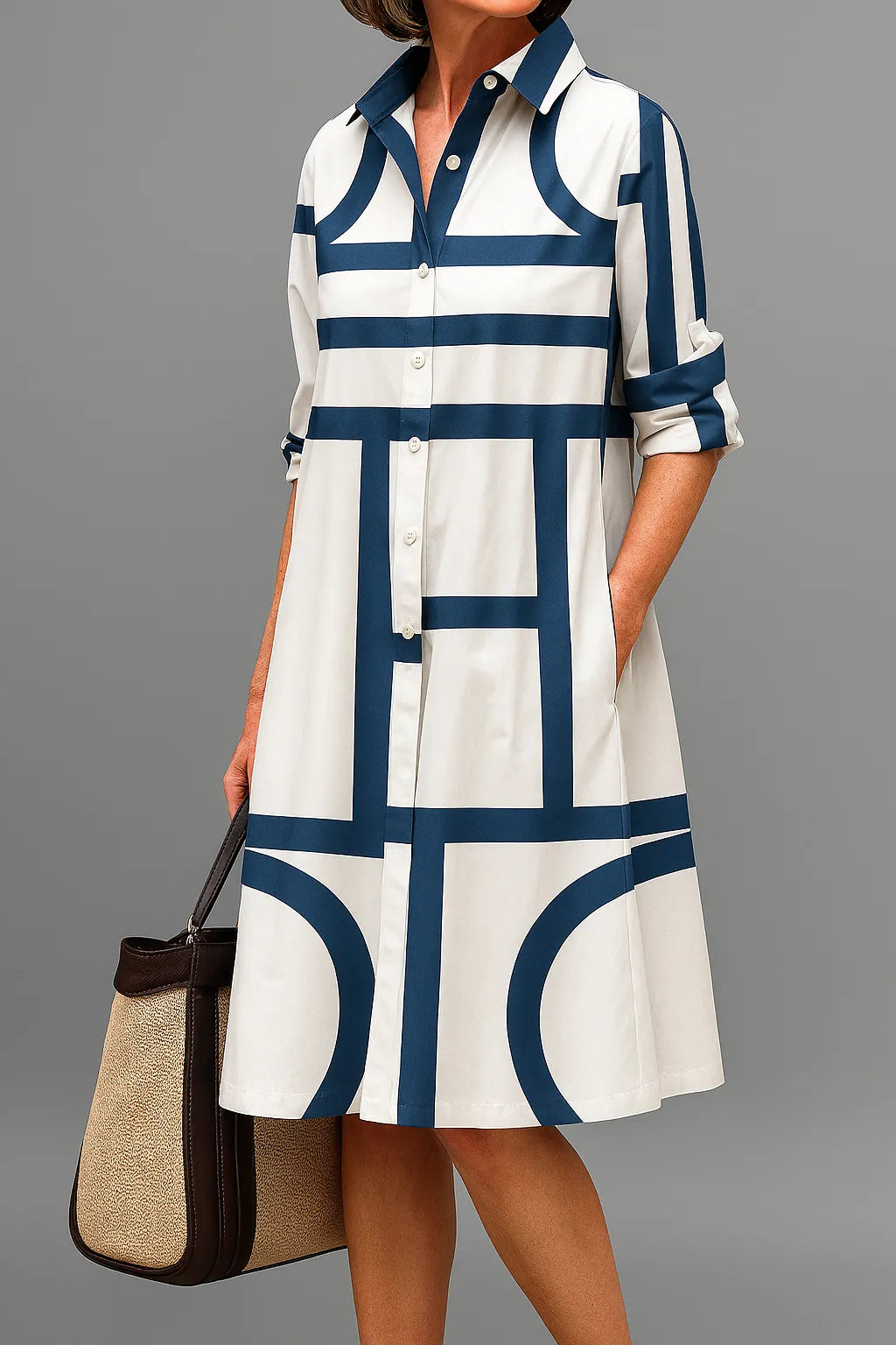 Women's Midi Dress with Fluid Silhouette and Timeless Design