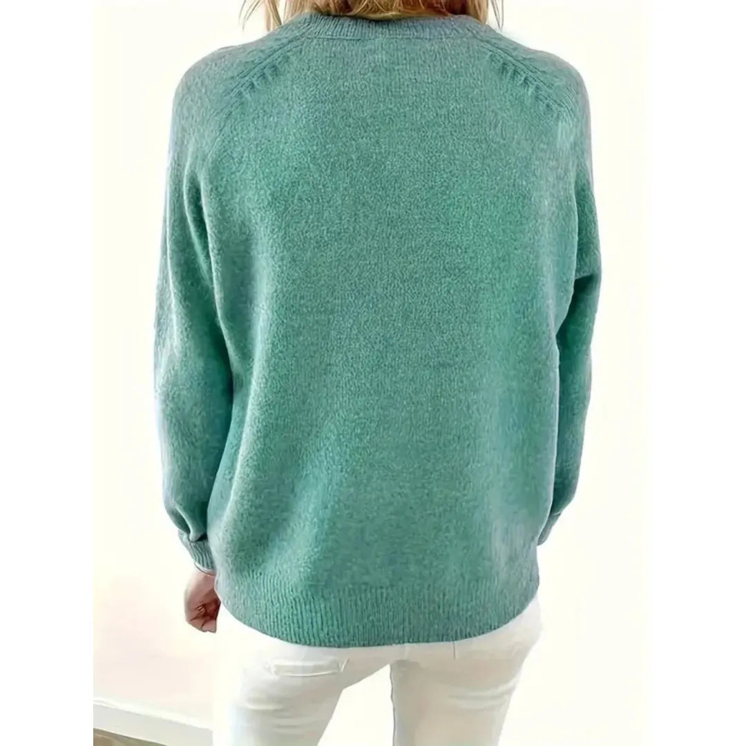Trui voor Dames met Knoopdetail en V-hals
