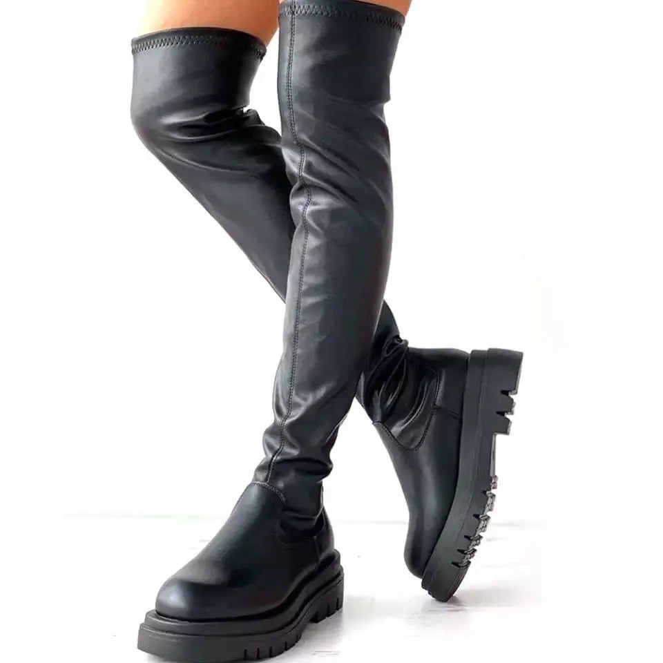 Serdia - Overknee-Lederstiefel für Frauen