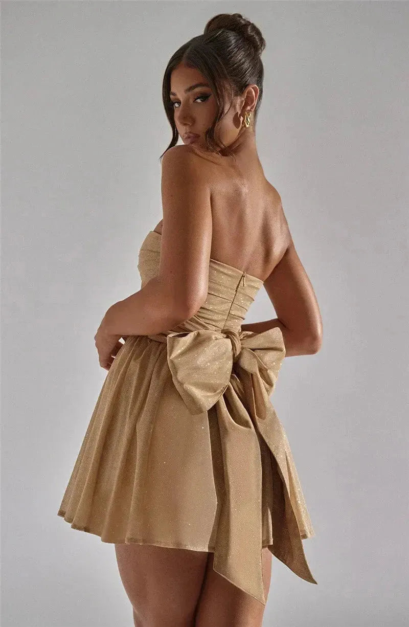 Dahlia | Strapless Glitter Mini Dress