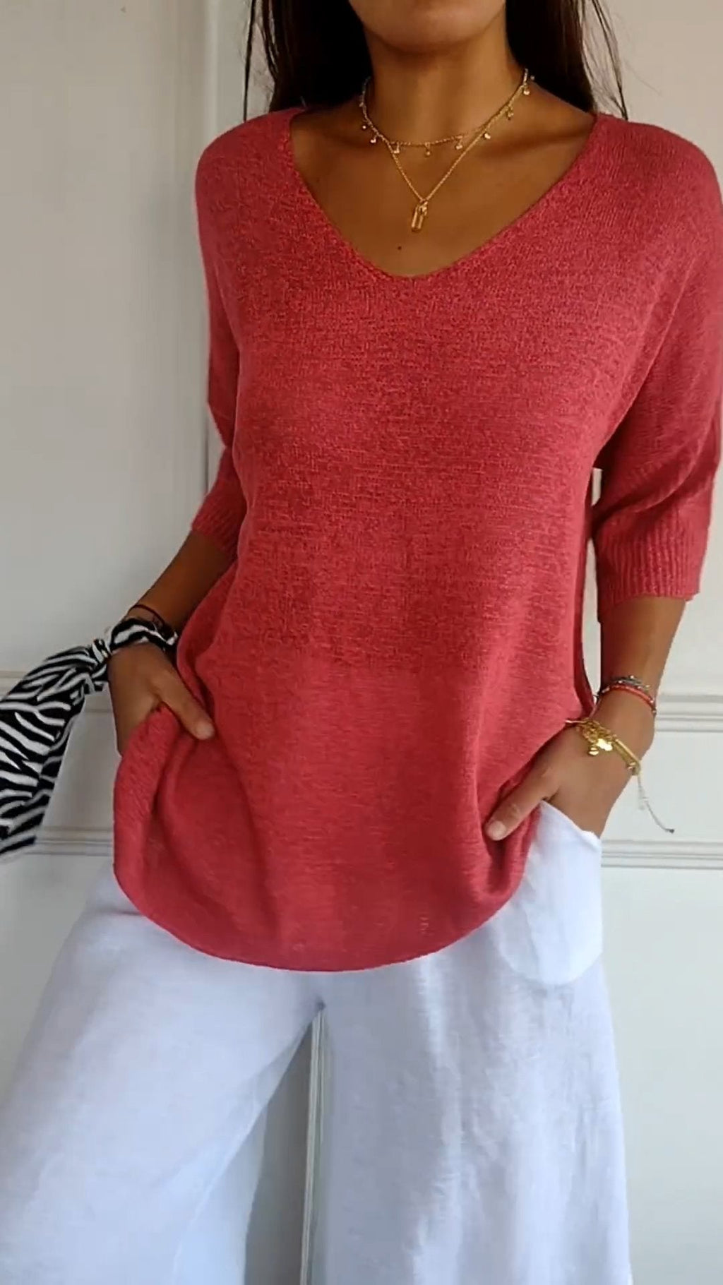Strickoberteil mit V-Ausschnitt