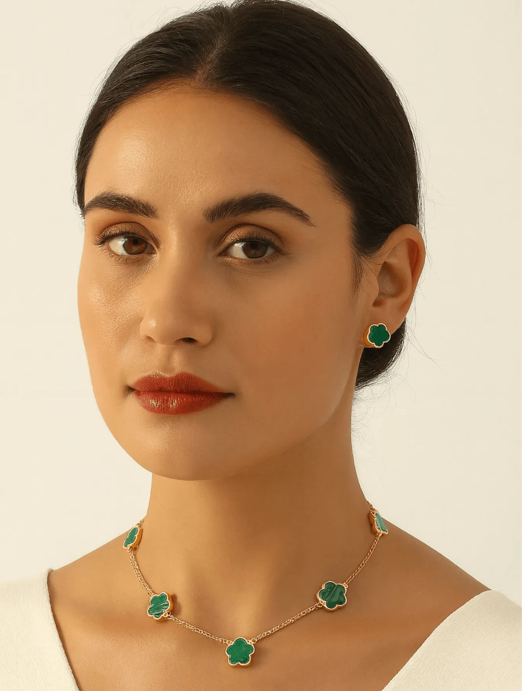 Conjunto Trevo De Quatro Folhas Verde