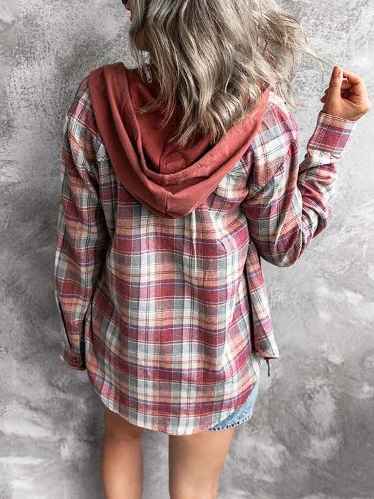 Hoodie - Loose Fit - Kordelzug - Button Up Shirt - Damenbekleidung