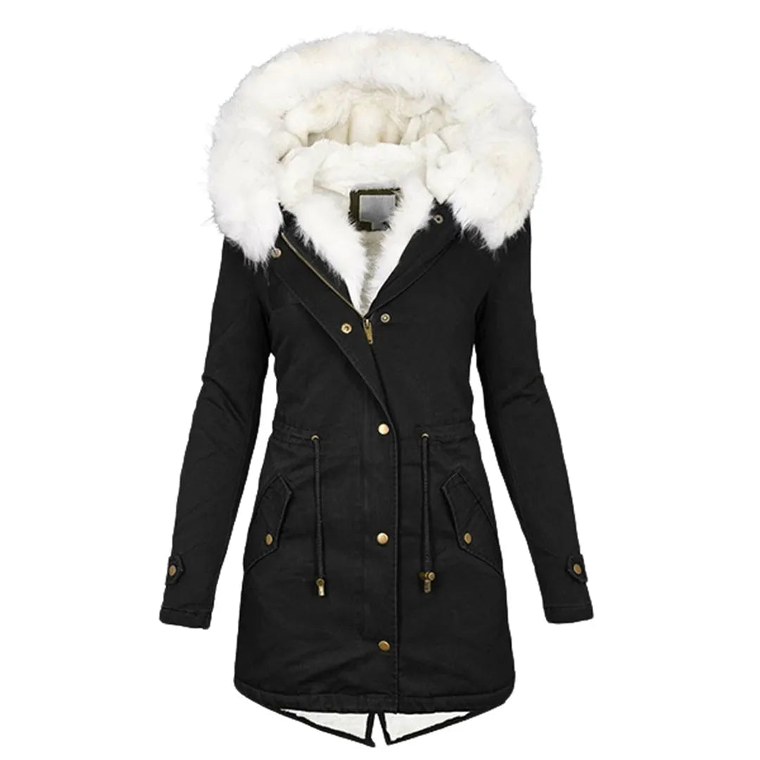 Elegante Winterjacke mit Kapuze und Knopfdetail