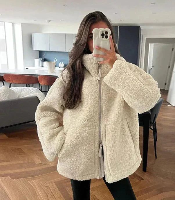 Oversize-Fleecejacke mit entspannter Passform und weichem, warmem Stoff für Frauen