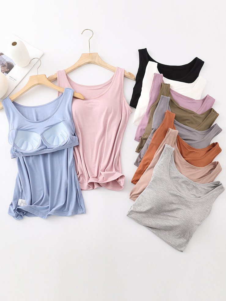 Casual Crew Neck Loose Tank Top