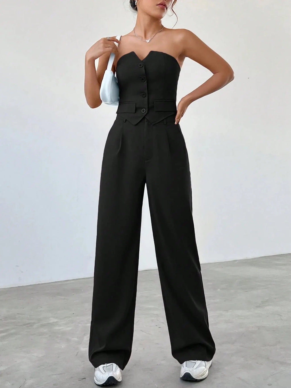 Conjunto Feminino CalÃ§a e Cropped Preto