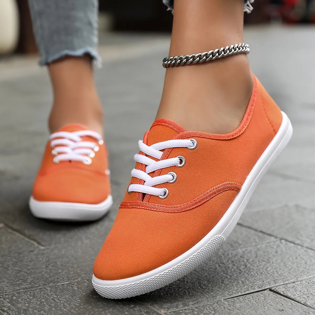 Bequeme Niedrige Canvas SchnÃ¼rschuhe