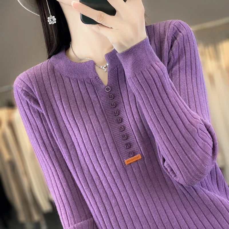 Rene | Strikket pullover med V-hals