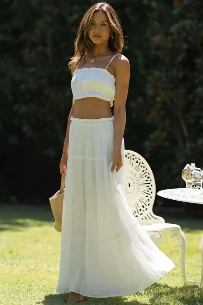 Sommerliches Ensemble: Top & Maxi-Rock