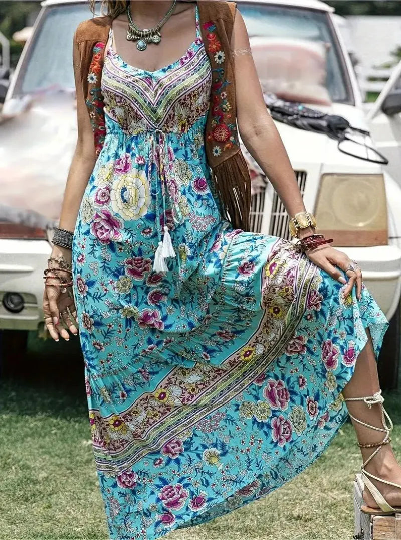 Boho Maxi Kleid mit Blumenmuster