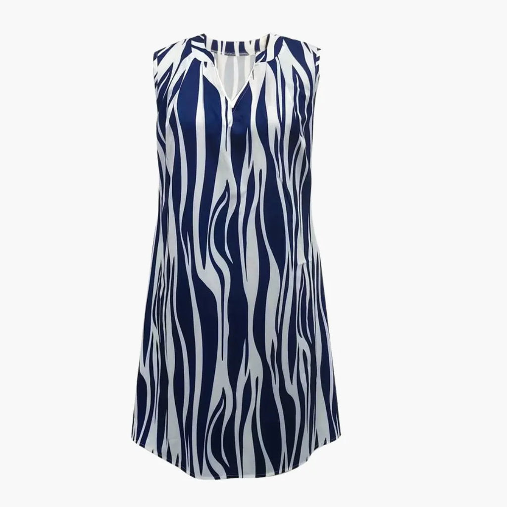 Womenâs Mini Dress with Sleeveless Design and Striped Pattern