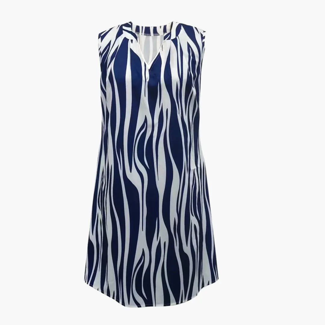 Womenâs Mini Dress with Sleeveless Design and Striped Pattern