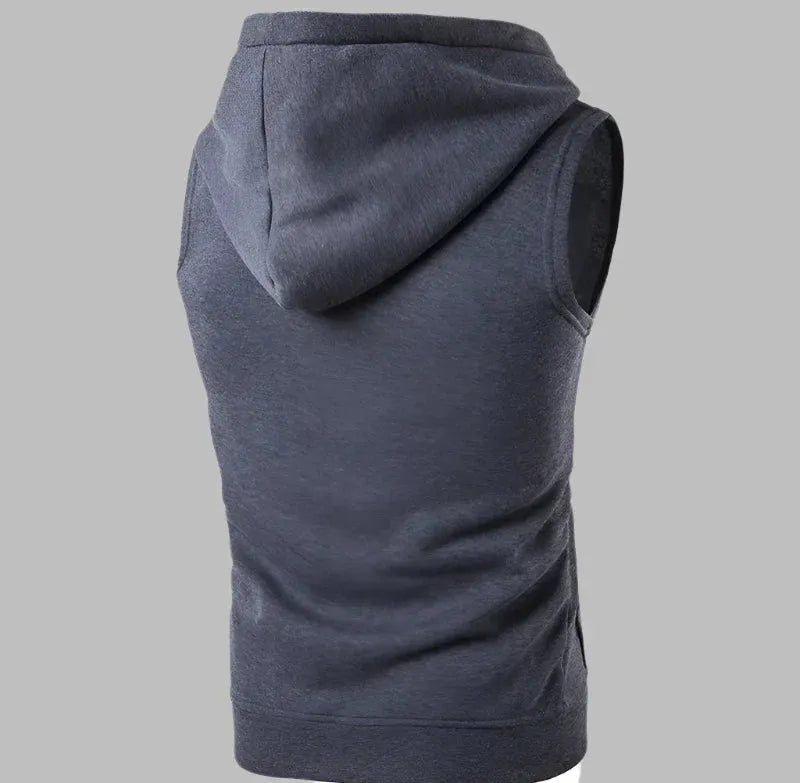 Ärmelloser Herrenpullover Mit Reißverschluss Und Kapuze