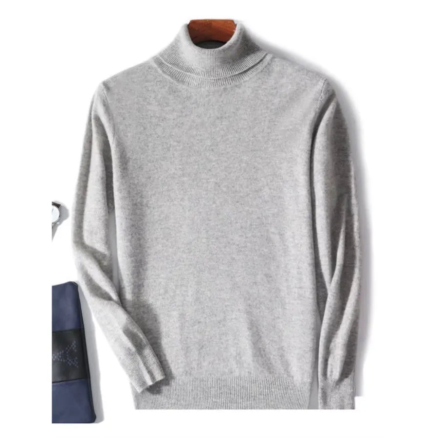 Herren Wollpullover Mit Rollkragen Und Schlankem Design