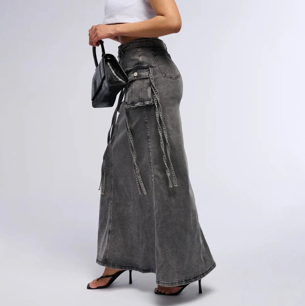 NOVA | Denim Maxi Rok Voor Dames - Modieus, Stijlvol & Flatterend