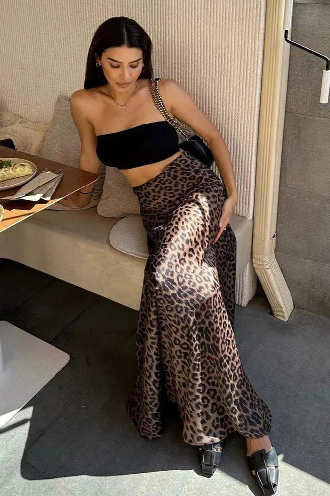FlieÃŸender Maxi Rock mit Animal Print