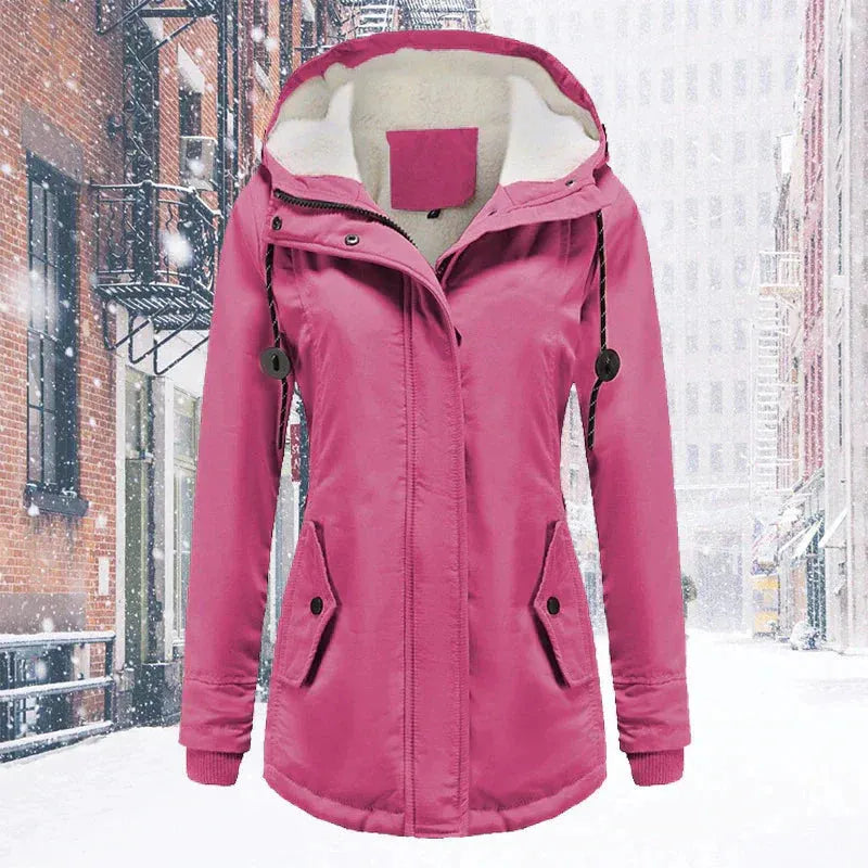 Kapuze Reißverschluss Winterjacke Damenjacke