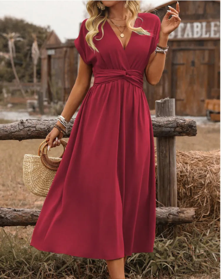 Quartney | Elegant Ladies V-Neck Maxi Dress