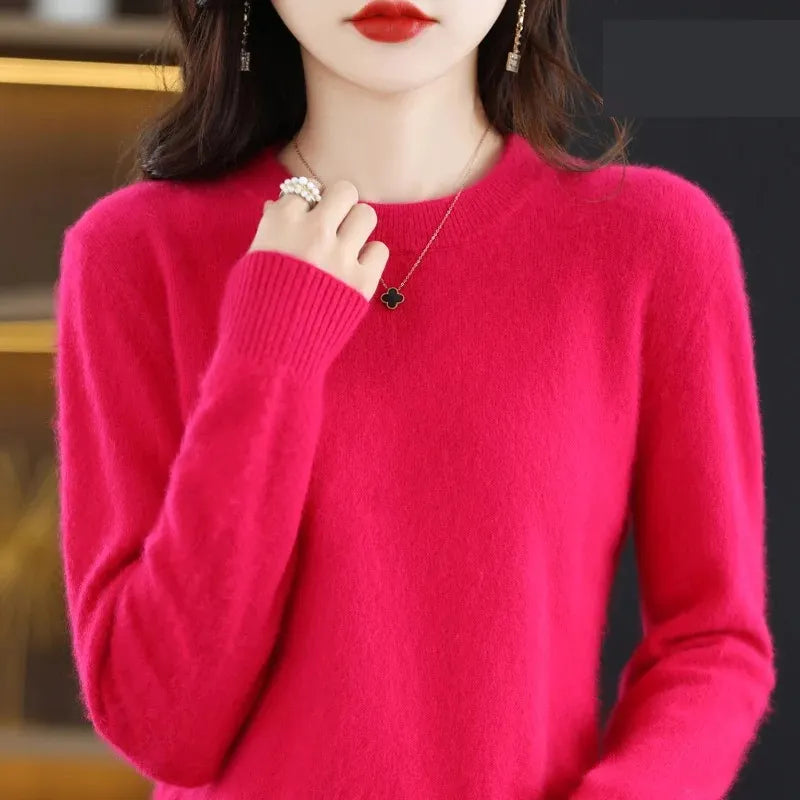 Kaschmir Pullover Damen Luxuriöser Rundhalsausschnitt, Weich & Modisch