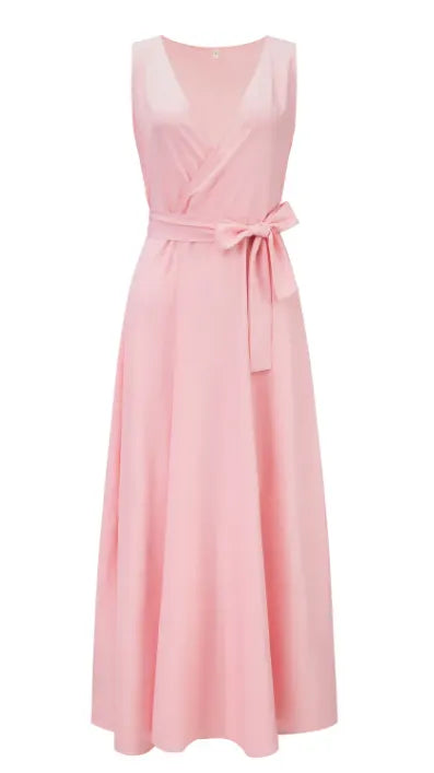 Elegantes Maxikleid fÃ¼r Damen â€“ Ã„rmelloses V-Ausschnitt Abendkleid in Uni-Farben, Langes Kleid fÃ¼r Hochzeit & Sommerfeste