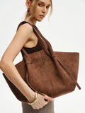 Chic Large Brown Women's Suede Shoulder Bag