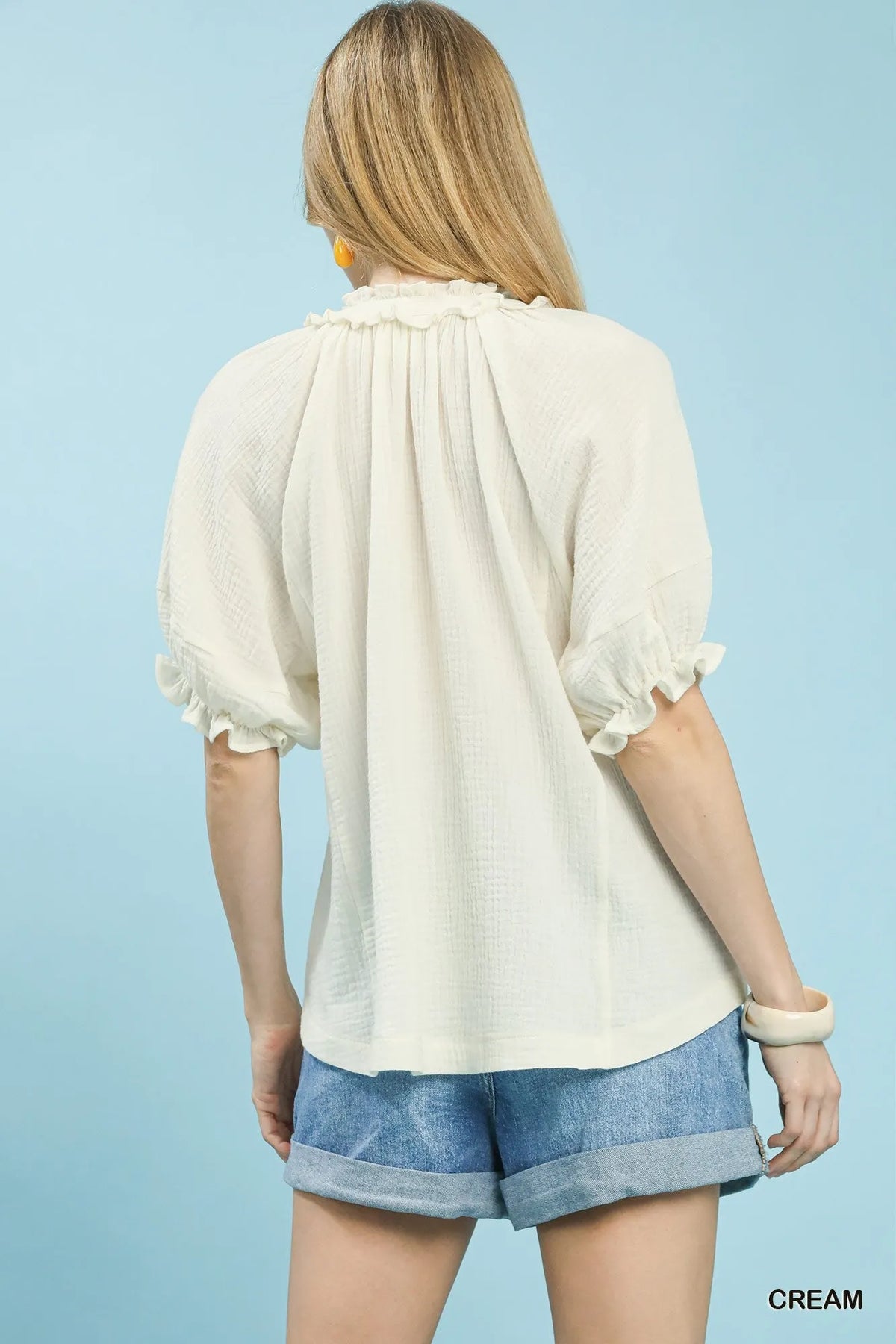 Umgee Cotton Gauze Ruffle Top
