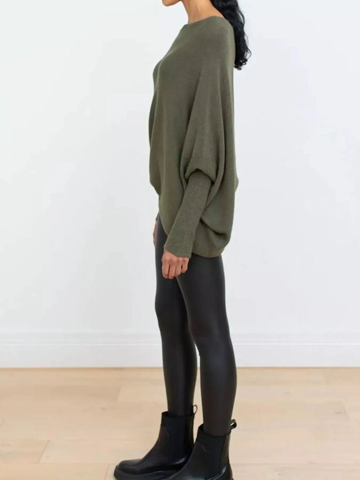 Boat Neck Long Sleeve Sweater