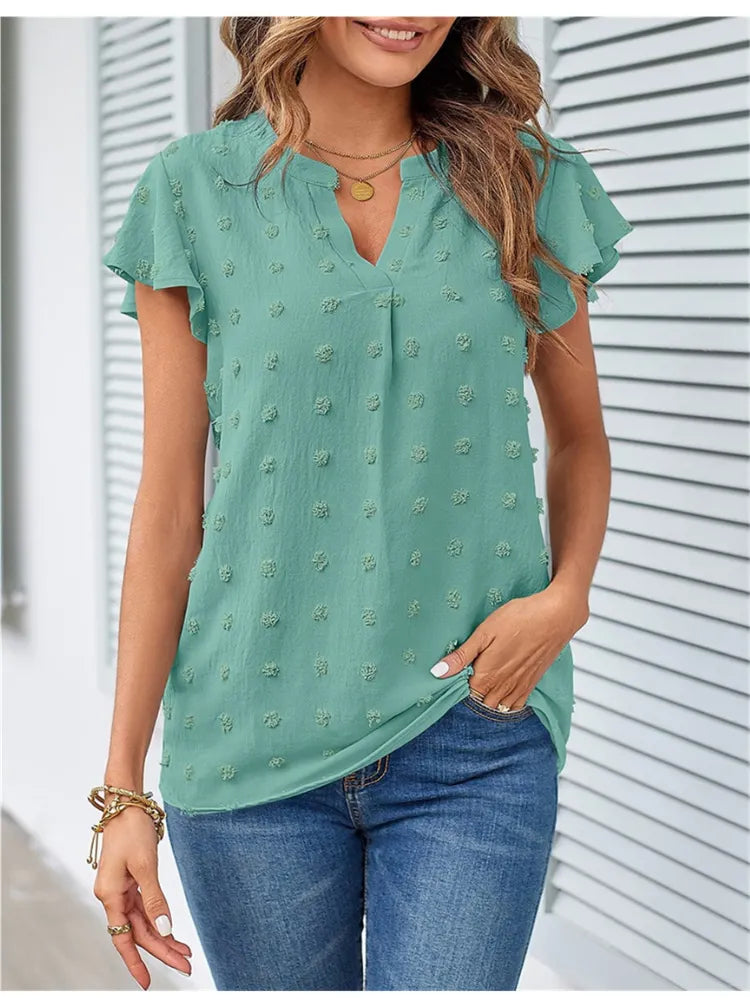 Bluse mit Patchwork und Rüschen